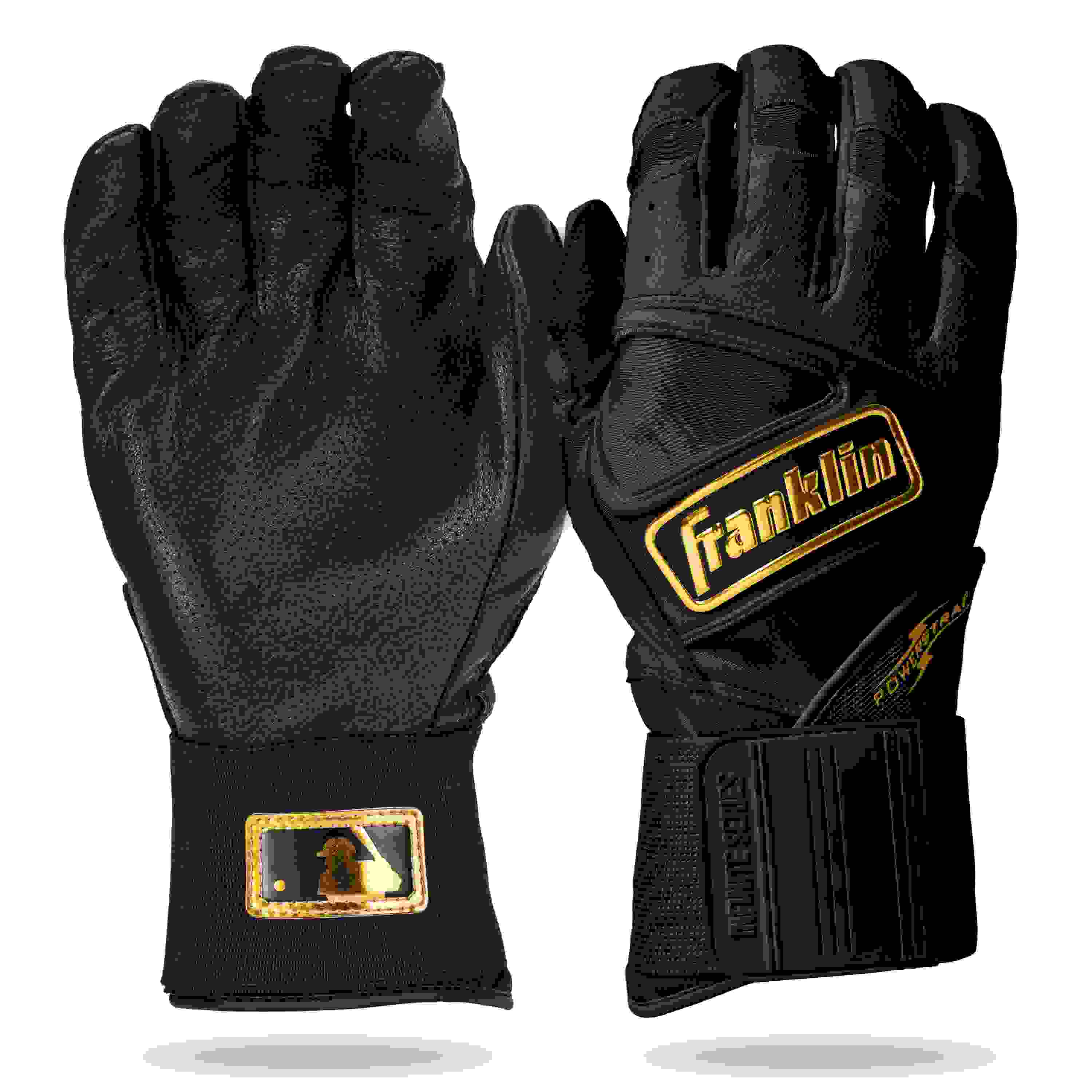 Franklin Sports MLB Powerstrap Youth Black/Gold Batting Gloves